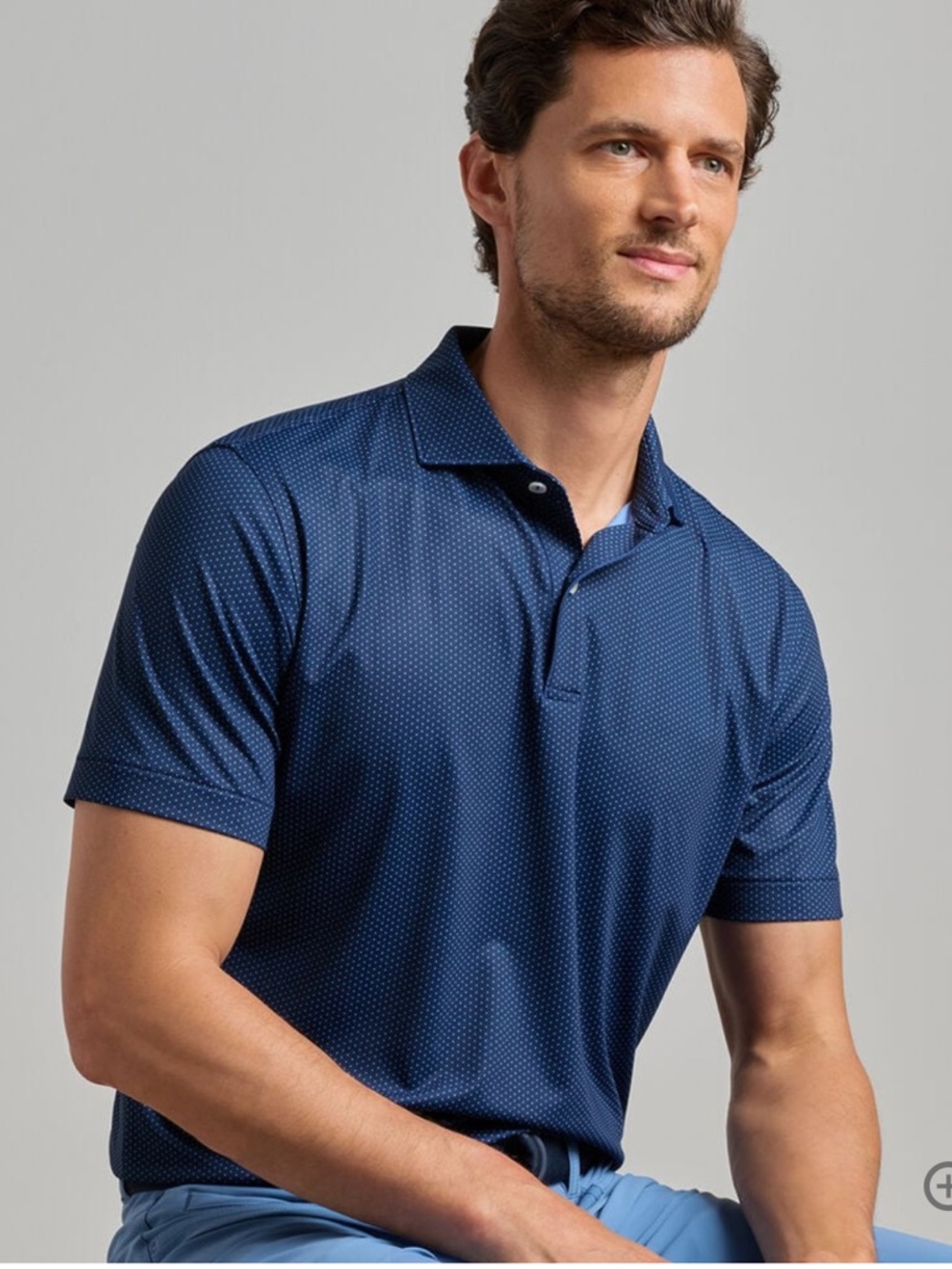 Peter Millar Navy Blue Microdot Performance Polo Crown Crafted Large